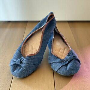 Women’s Denim Ballet Flats – Knotted Detail & Casual Charm